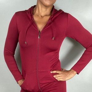 Zip Up Hoodie and Legging Tights Set - Dk Burgundy